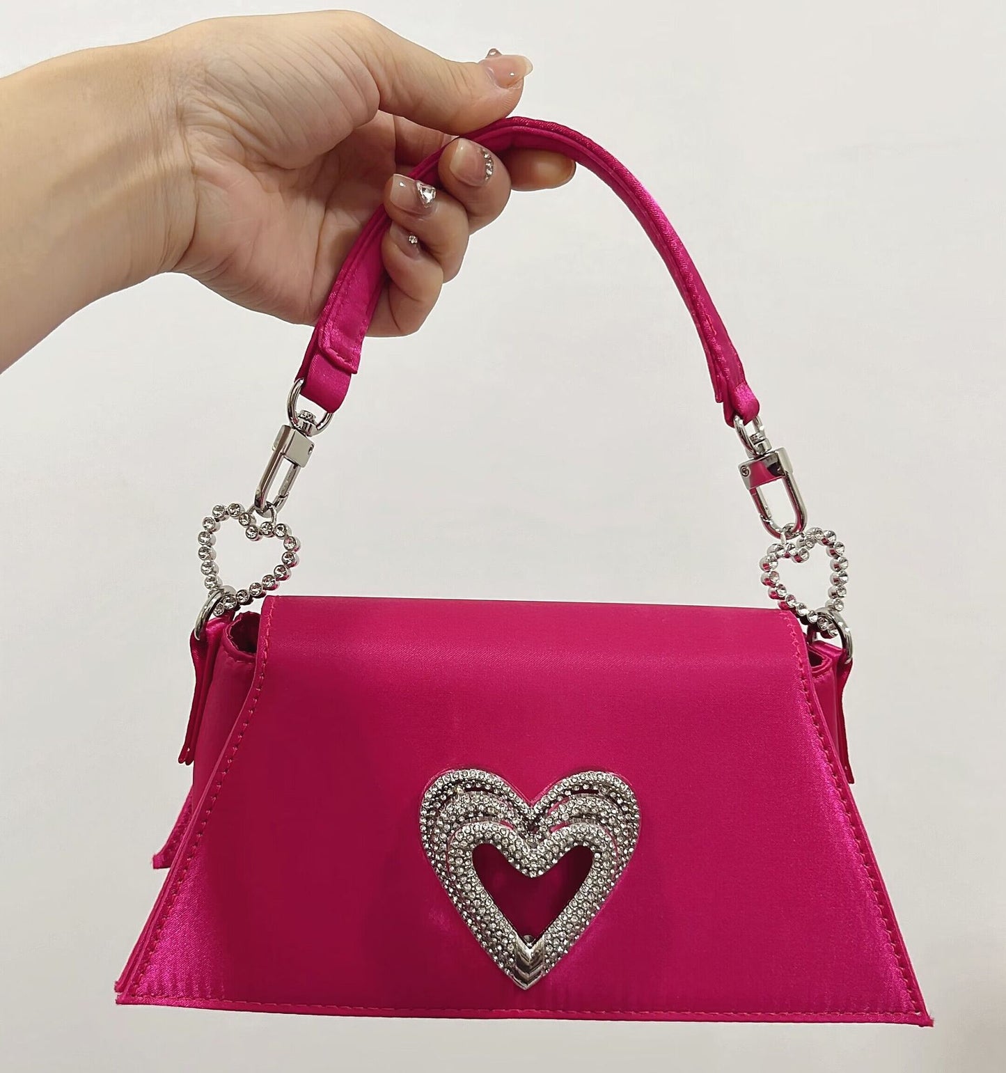 Olivia Sparkling Heart Rhinestone Handbag