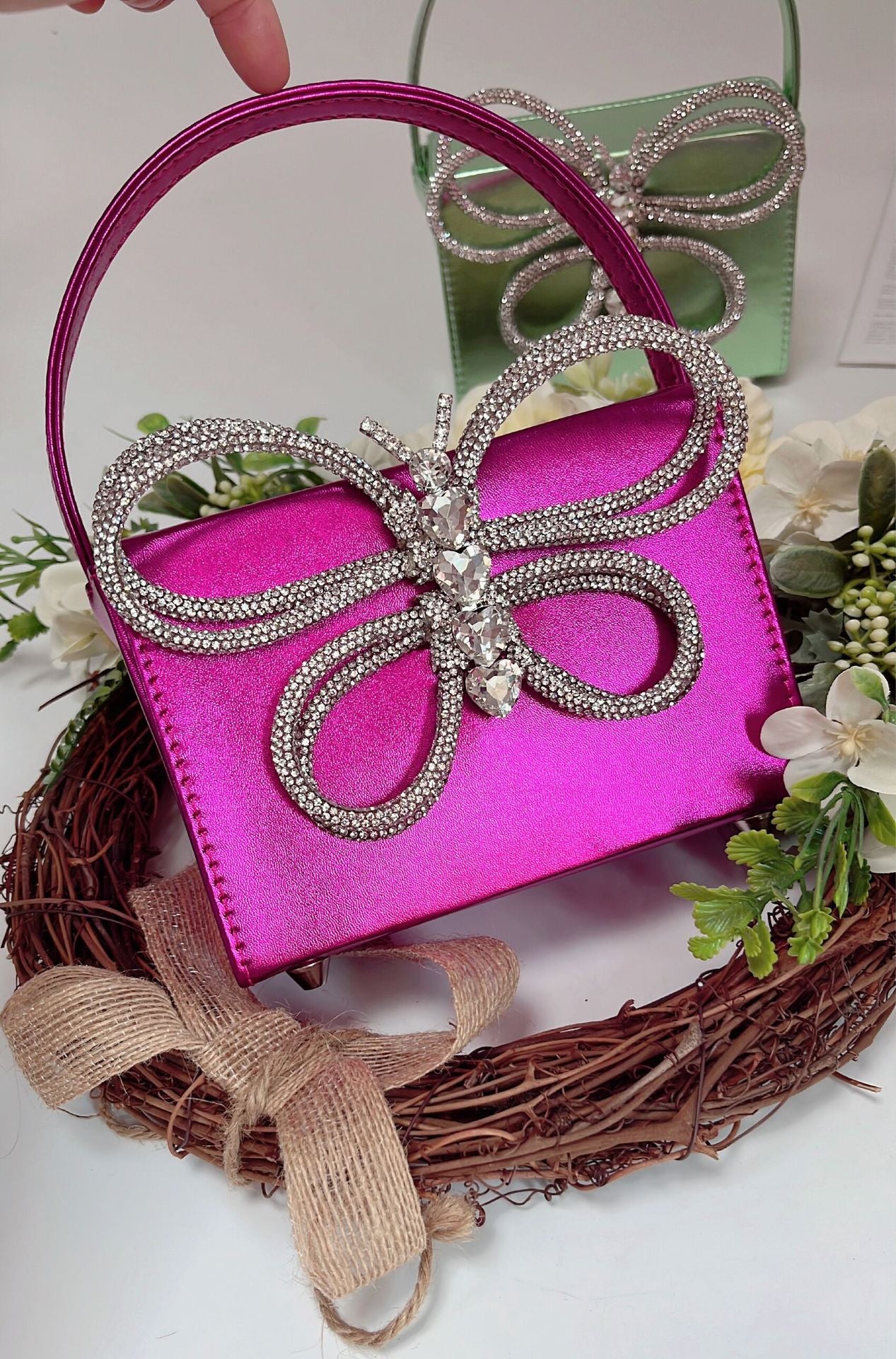 Charlotte Butterfly Rhinestone Mini Box Bag