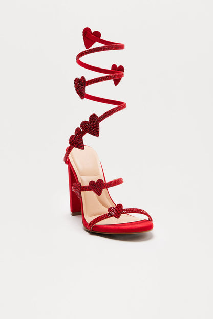 Melody Heartstrings Rhinestone Wrap Up Heels