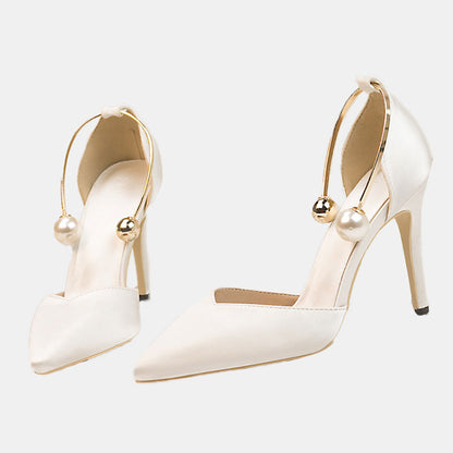 Lily Pearl Metal Buckle Pumps