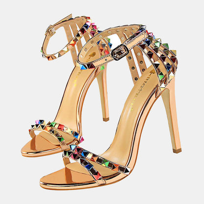 Daffodi Colorful Rivet Sandals
