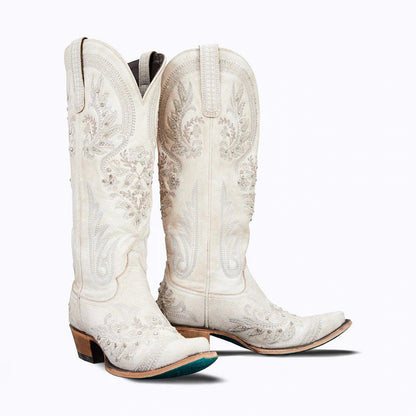 Gardenia Stickerei Vintage Cowboystiefel