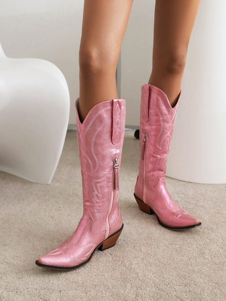 Begonia Gleamy Embroidery Boots