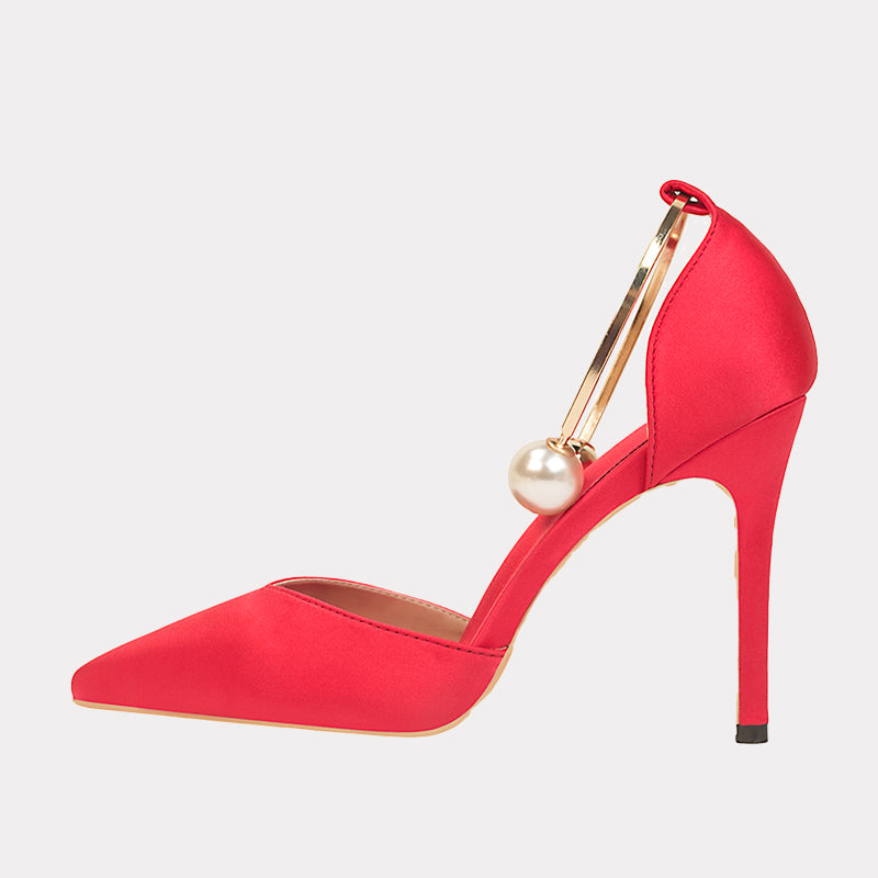 Lily Pearl Metal Buckle Pumps
