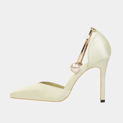 Lily Pearl Metal Buckle Pumps