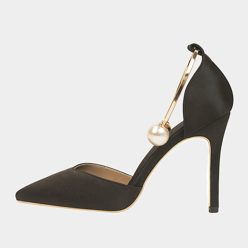 Lily Pearl Metal Buckle Pumps