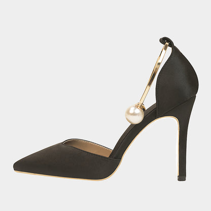 Lily Pearl Metal Buckle Pumps