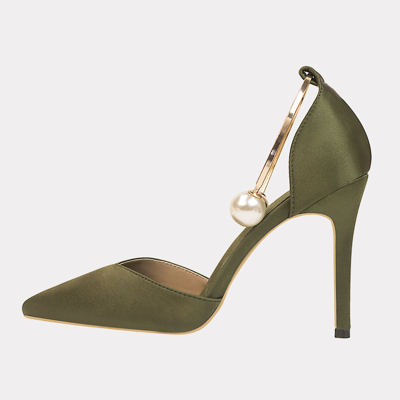 Lily Pearl Metal Buckle Pumps