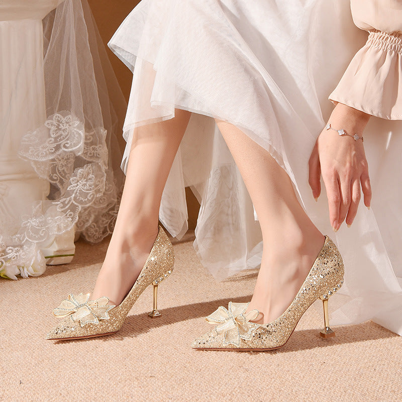 Daisy Glitering Bow-knot Pumps