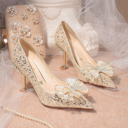 Daisy Glitering Bow-knot Pumps