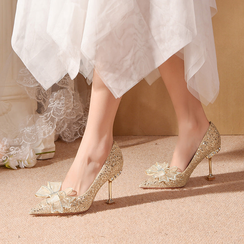 Daisy Glitering Bow-knot Pumps