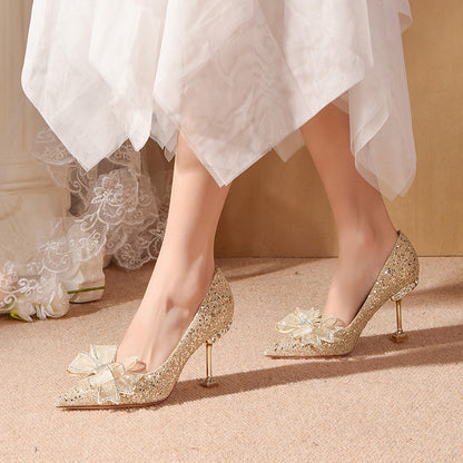 Daisy Glitering Bow-knot Pumps