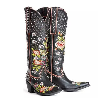 Gardenia Cowboystiefel mit Vintage-Stickerei