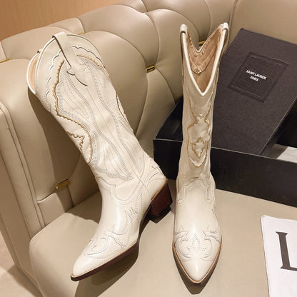 Begonia bestickte Western-Cowboystiefel