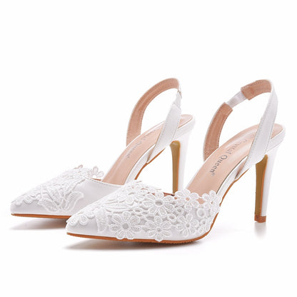 Crystal Lace Sling back Heels