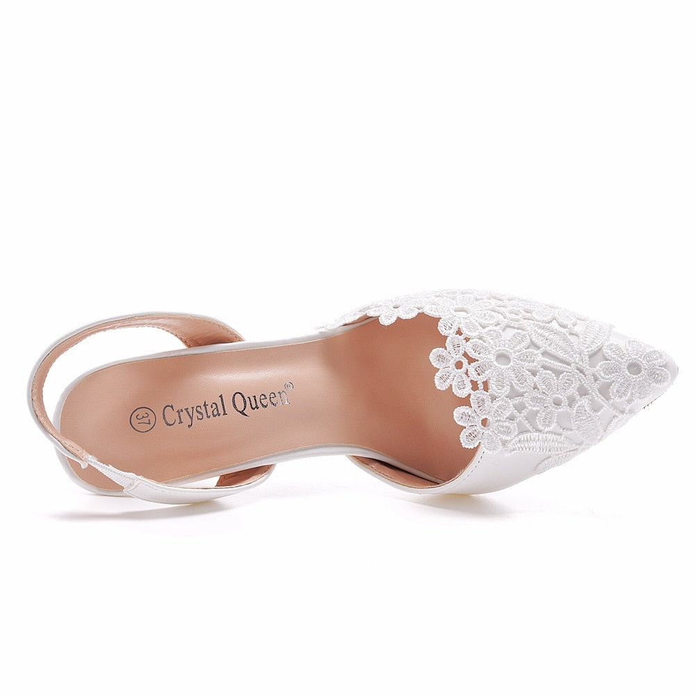 Crystal Lace Sling back Heels